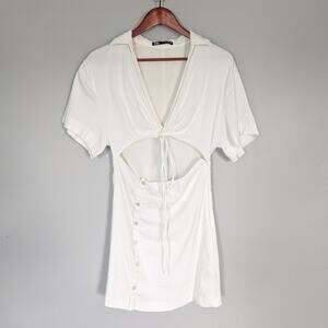 ZARA White Cut Out Mini Dress size Large